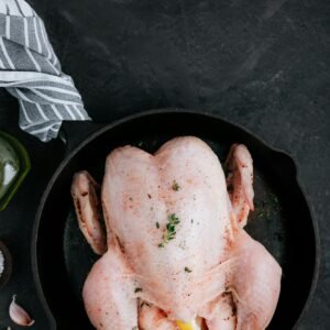 Whole Pasture-Raised Non-GMO Chicken ready to cook.