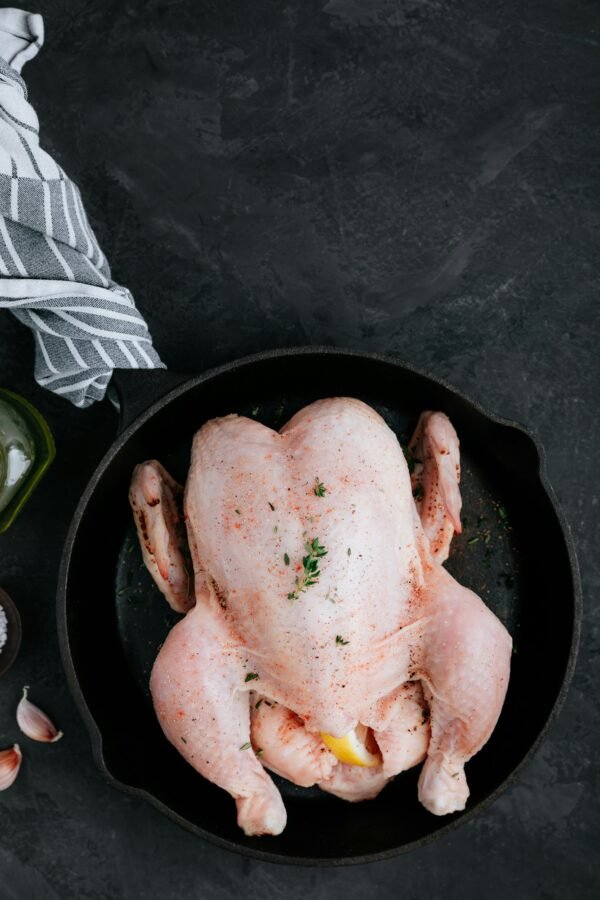 Whole Pasture-Raised Non-GMO Chicken ready to cook.